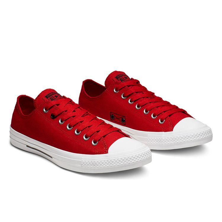Converse Chuck Taylor All Star Flight School Low Top Black Stripe Casual Low-Top Canvas Shoes Unisex Sneaker Red White 165739C