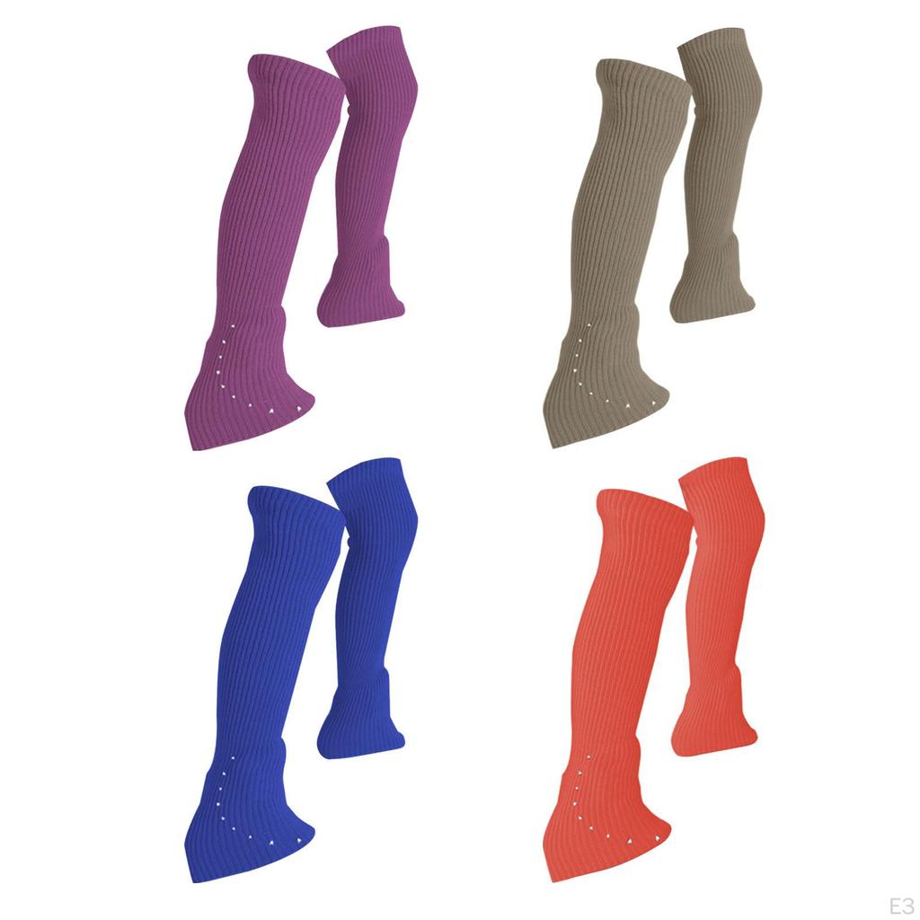 Figure Skating Leg Warmers Knitted Long Decoration Socks with Rhinestone for