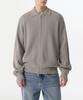 Cotton Collared Knit Zip-Up [Light Warm Gray]