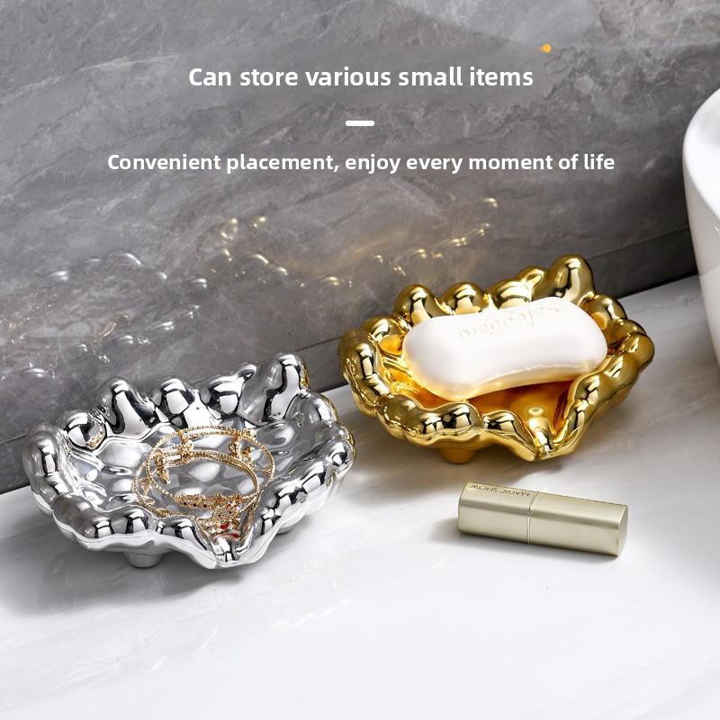Light Luxury Soap Box Soap Holder Soap Dish Drain Free Punching Storage Shelf Household Soap Dish Tray