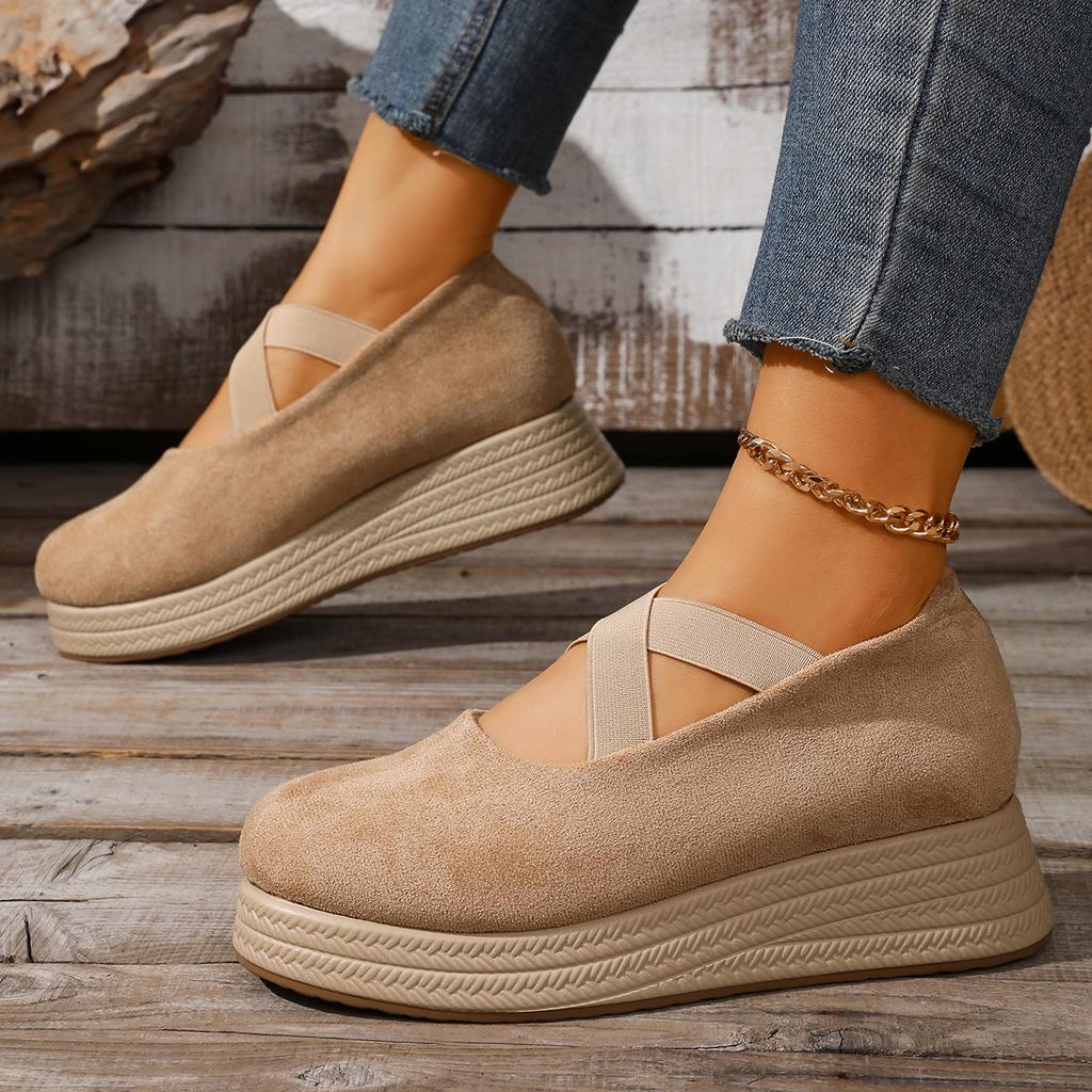 Boty nadměrných velikostí pro ženy Podzim Zima Móda Dámské Kulatá špička Platformové klíny 35-42 Baleríny Zapatos De Mujer Nazouvací Dámské boty