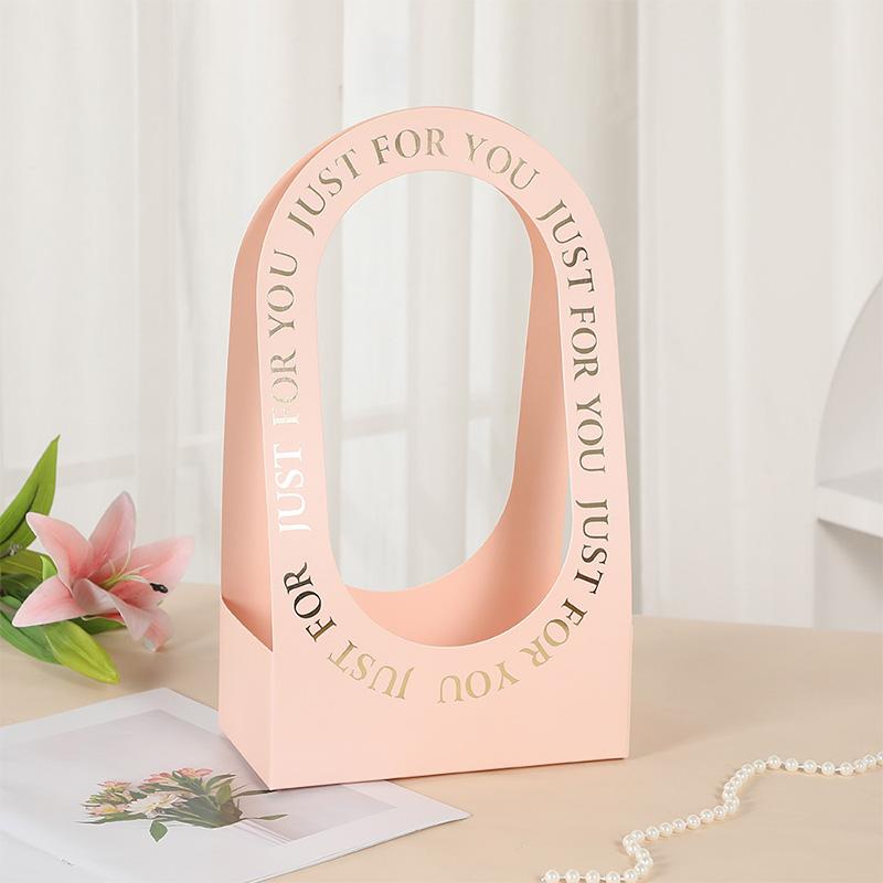 5 stk Gaveesker med Håndtak Sammenleggbare Dobbeltsidige Trykte Blomsteresker Bukett Innpakningsmateriale Blomsterkurv Håndverk Valentinsdag