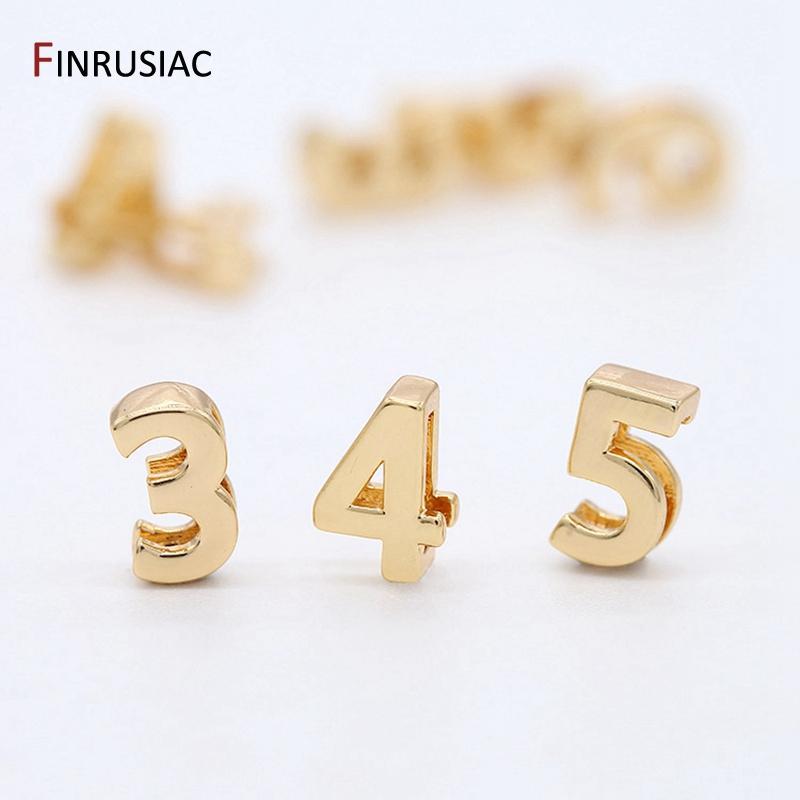 Simple Number 0-9 Number Beads Pendant For Beaded Bracelet Jewelry Making, Gold Plated Handmade DIY Beads Jewelry Accessories