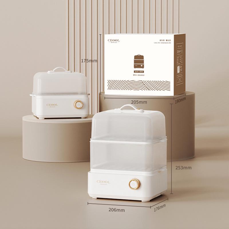 Multifunctional Double-Layer Steamer for Eggs & Custards - Anti-Dry Burning Electric Cooker for Dormitory & Home Use