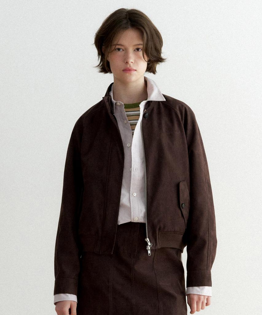 Covernat Woman Suede Harrington Jacket Brown