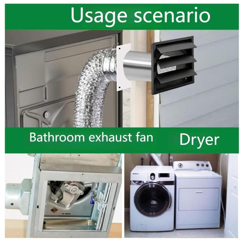 Dryer Exhaust Wall Outlet Package with Exterior Cover, Flexible Duct, Clamps, and Sealing Accessories for Air Routing