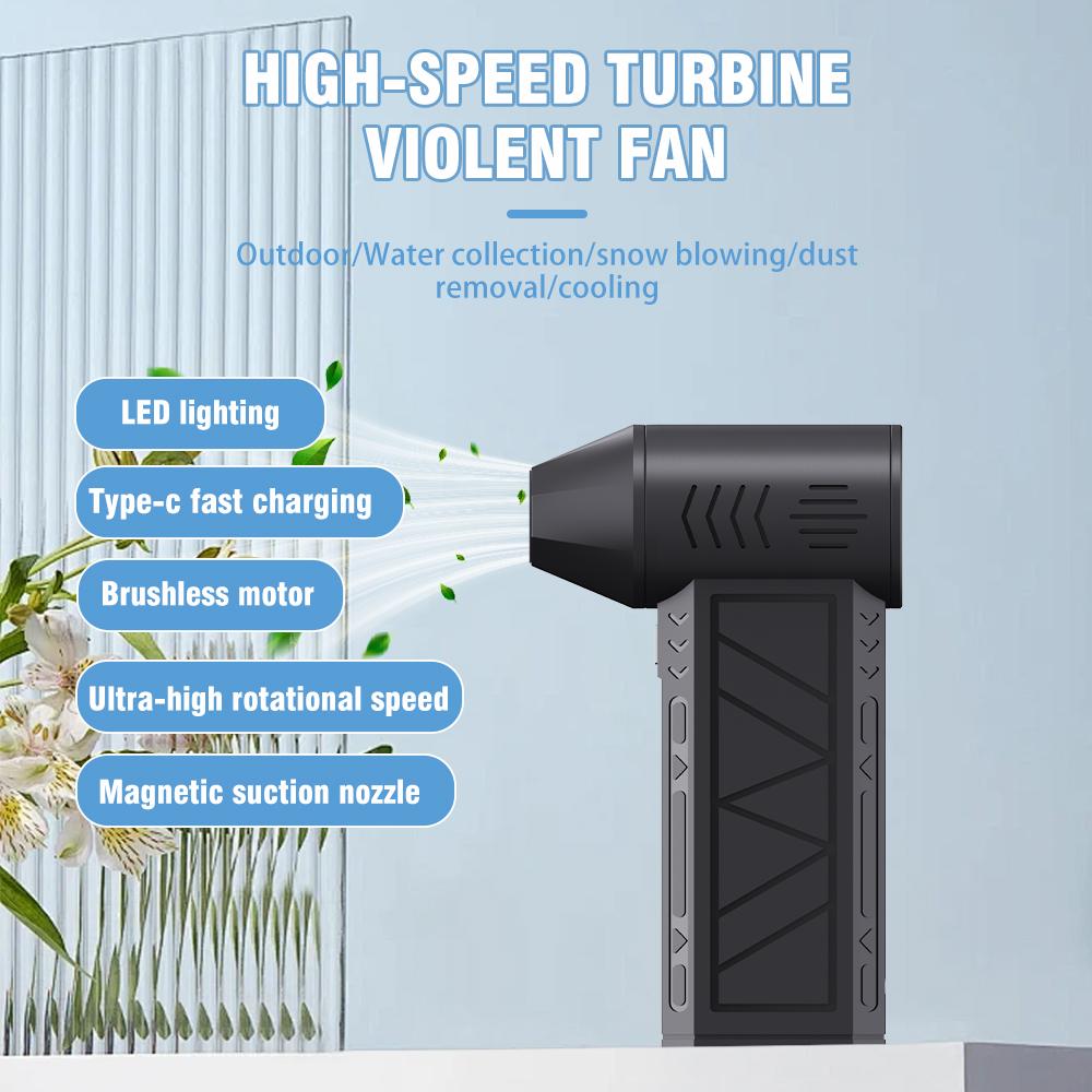 Pro Turbo Luftgebläse | Kabelloser Sturmwind für verschiedene Szenen für Autodetailing/Tastatur/Werkstatt | LED-Sicherheitswarnsystem