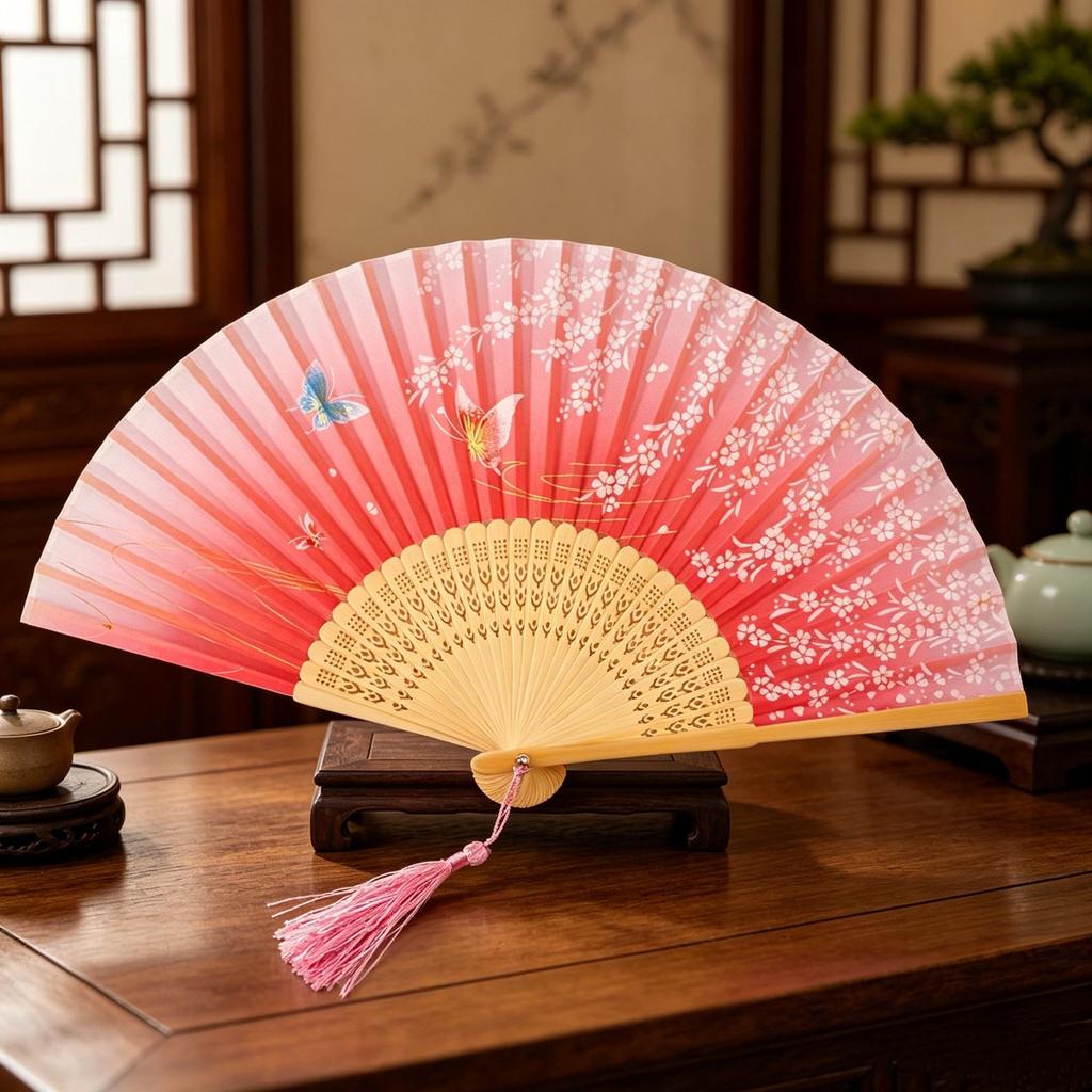 Er Qing Ancient Chinese Hanfu Dance Fan: Portable Silk Fan for Women