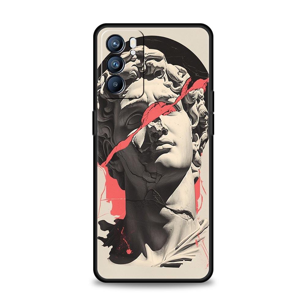 Fashion Ancient Greek Statues Phone Case For Oppo A17 A31 A54 A57 A78 A79 A98 Find X5 X6 Reno 6 7 8 10 11 12 13 F Pro Soft TPU