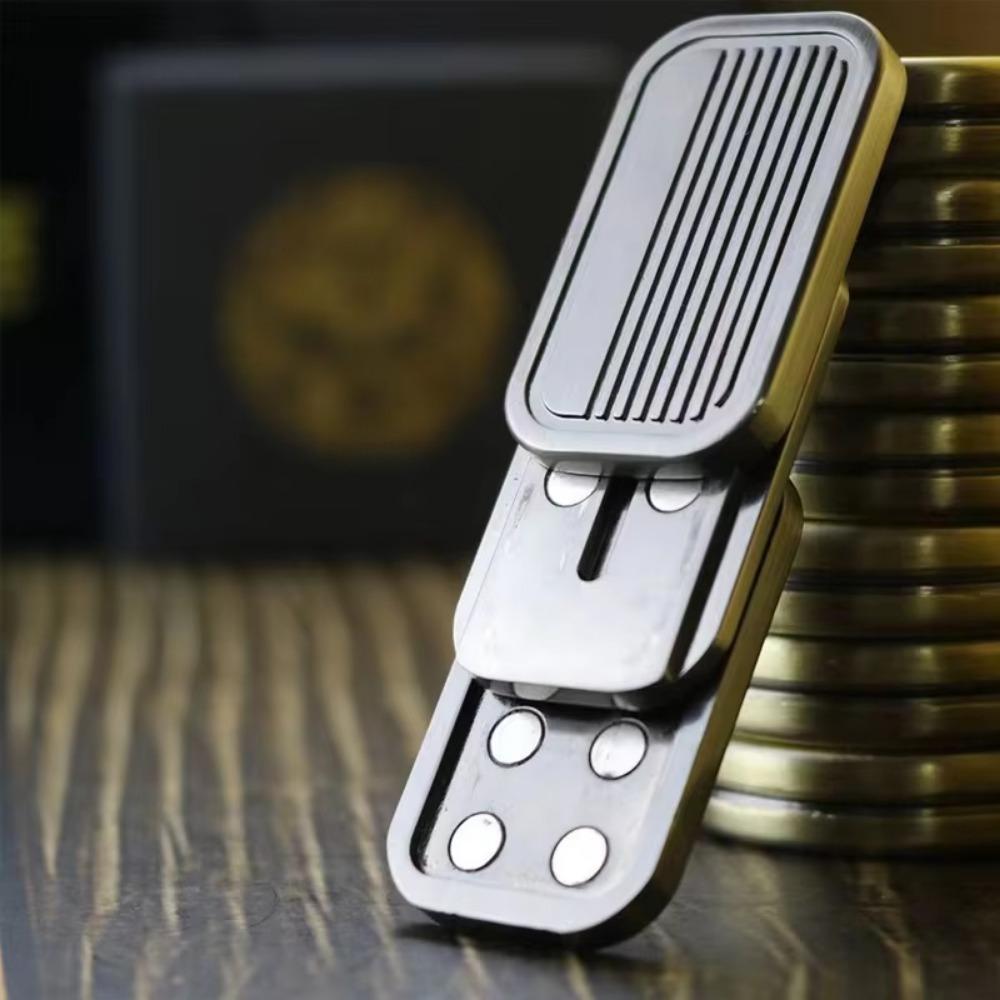 1Pcs Edc Push Card Toy Three Layer Decompression Artifact Magnetic Section Metal Fingertip Mechanical Infinite Coin Alloy