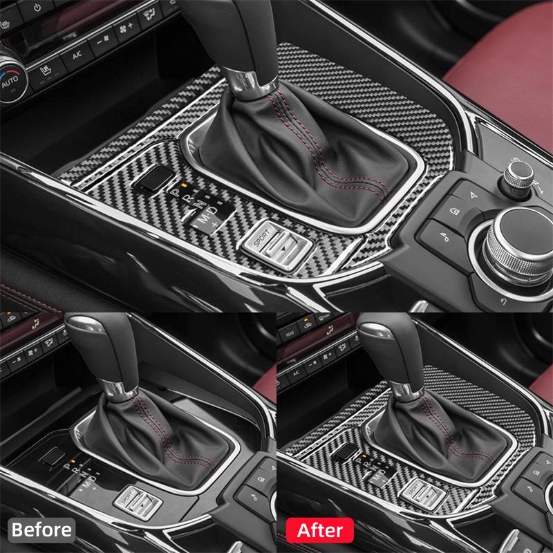 For Mazda CX-9 2016-2025 Real Carbon Fiber Car Interior Gear Shift Frame Cover Trim Auto Decor Sticker Center Console Protection