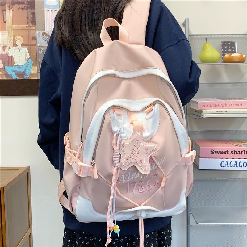 High Value College Style Fresh and Sweet Backpack, Junior High School Students Contrasting Colors, Lightweight and Large-capacity Backpack