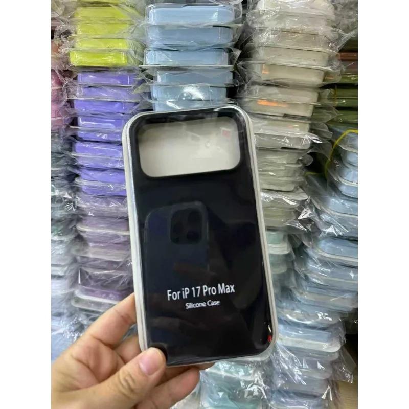 INS Style Candy Color Liquid Silicone Skin Feel Case For iPhone 17 Pro Max 16 15 14 Camera Touch Button Protection With Box Anti-Fall Non-Slip Cover