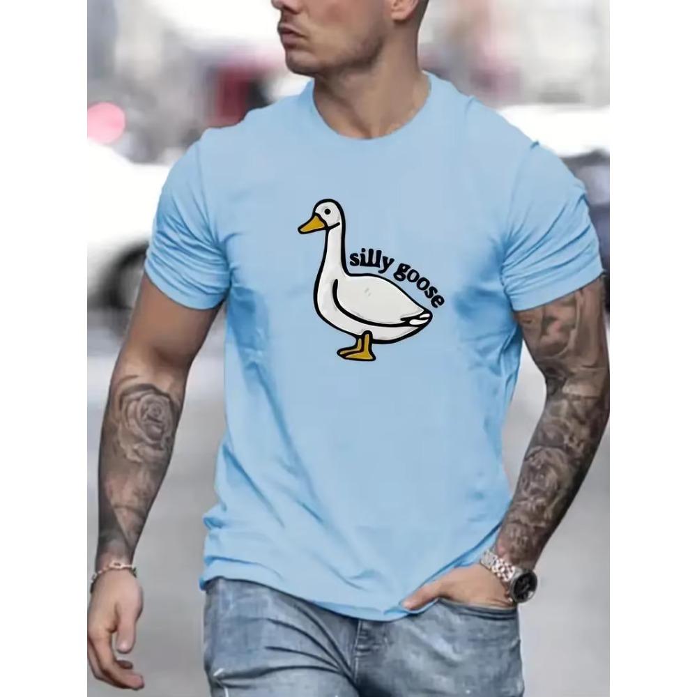 Costa & Slogan Various Pattern Printing Men's Micro-stretch Cotton T-shirts, Graphic T-shirts Men's Summer Wear, Men's Clothing