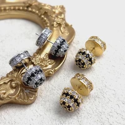 Europäische & Amerikanische Retro Französische Luxus Zirkon Ohrringe, 18K Vergoldetes Kupfer, Hochwertige Exquisite Große Ohrringe für Frauen