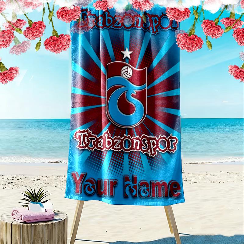 Name Custom Trabzonspor Print Beach Towel, Large Soft Quick Dry Towel for Beach Camping Swimming