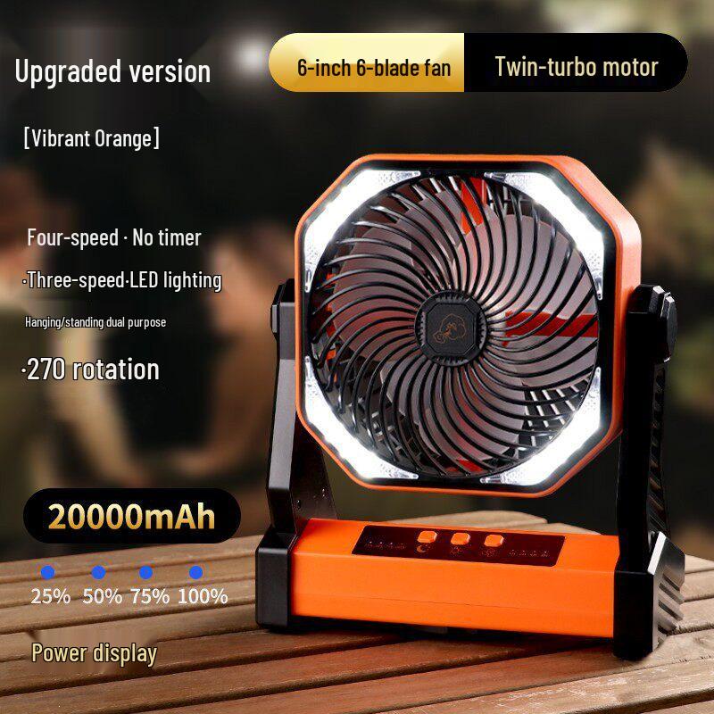 Ultra-Long Battery Life Ceiling Fan: Silent, Strong Wind, Large Capacity, Ideal for Camping & Dormitories 20000mAh