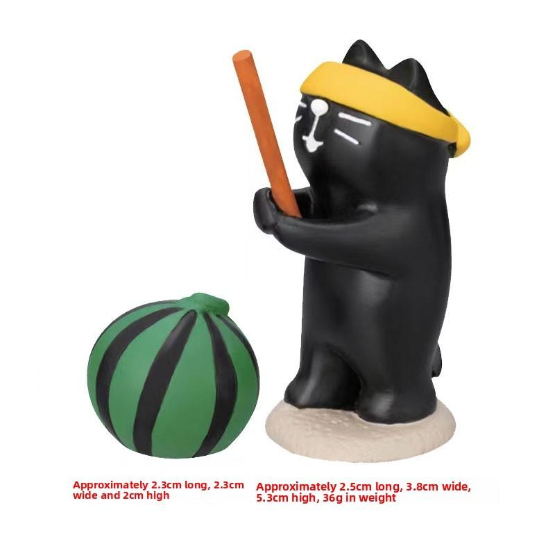 

Summer Island Cat Resin Craft Figurine With Coconut Tree Base For Home Decor Style I