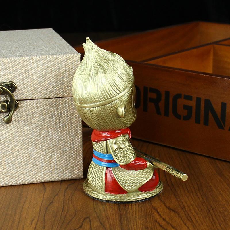 Brass Wukong Office Car Dashboard Pure Ornament Gift Box Sitting Zodiac Monkey Copper Craft