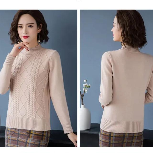 Herfst Winter Nieuwe Pullover Trui Dames Losse Koreaanse Mock Neck Dik Gebreide Top Dames Lente Truien