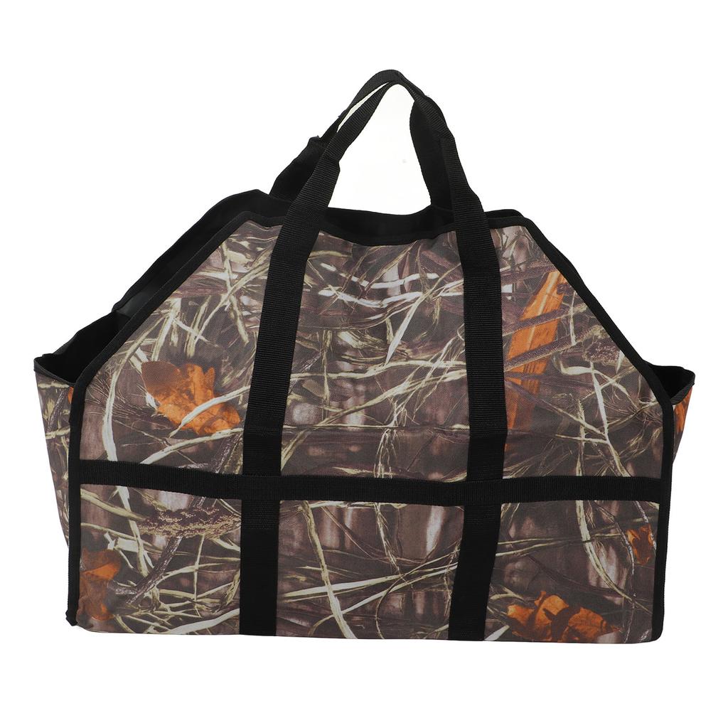 Firewood Carrier Bag Large Capacity Oxford Cloth Wood Log Carrier Tote Bag with Reinforced Handle Leaf Camouflage