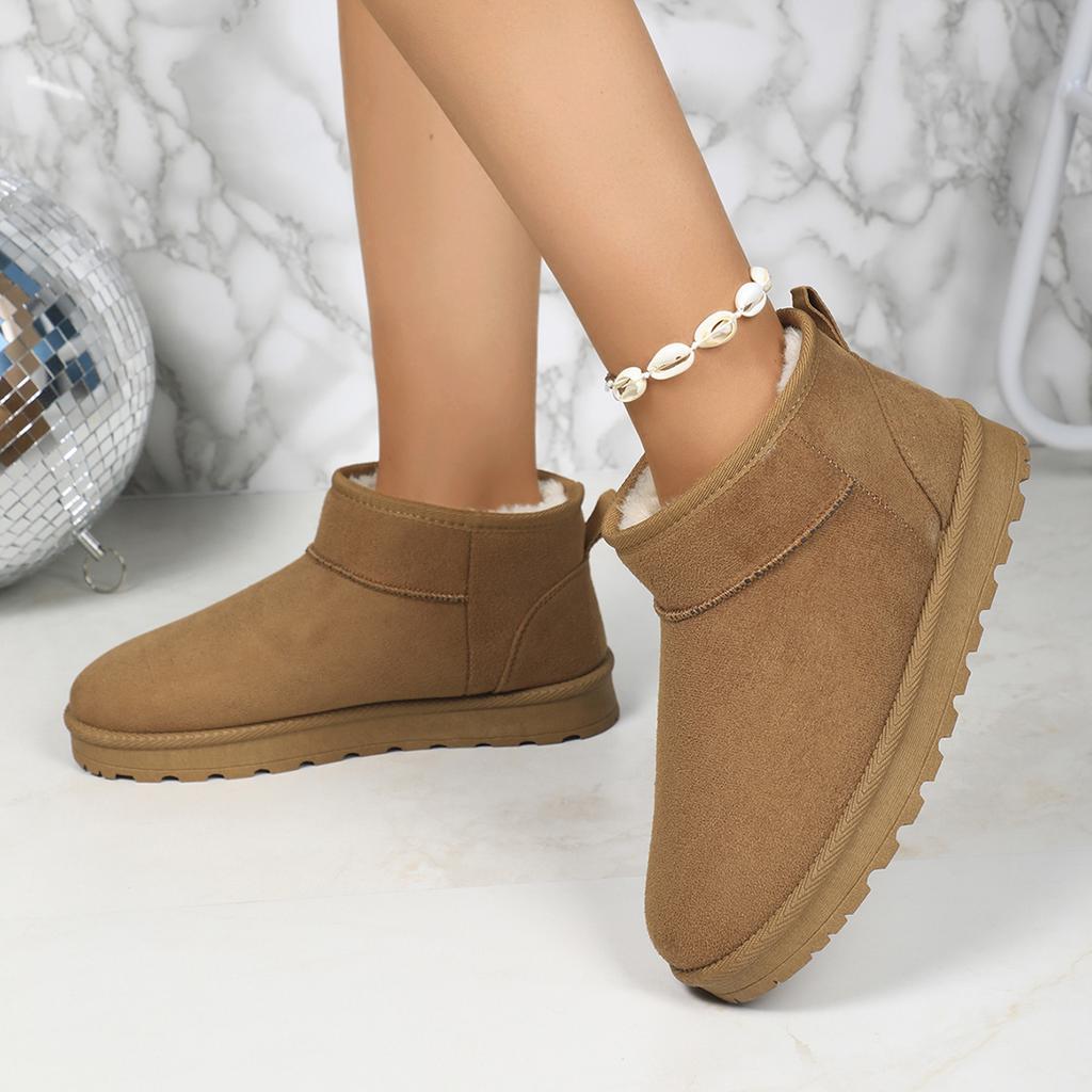 fashion Comfortable Warm Snow Boots Woman 2024 Winter Thick Plush Flat Ankle Boots for Women Lightweight Anti Slip Cotton Padded Shoes