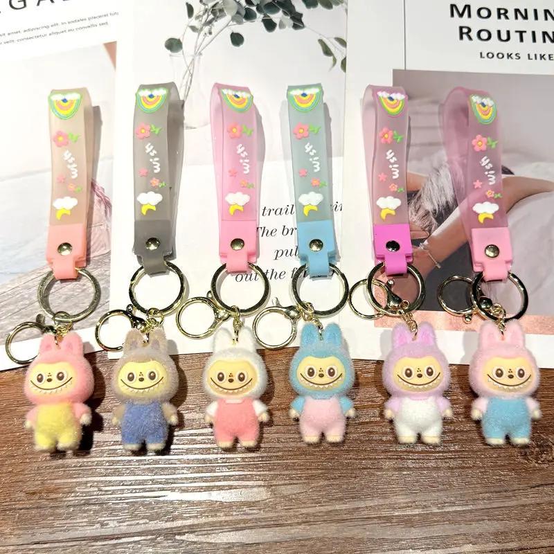 New 1Pc Labubu Kawaii Sheep Keychain Cartoon Cartoon Three-dimensional Doll Students Schoolbag Pendant Car Key Chain Gifts for Children