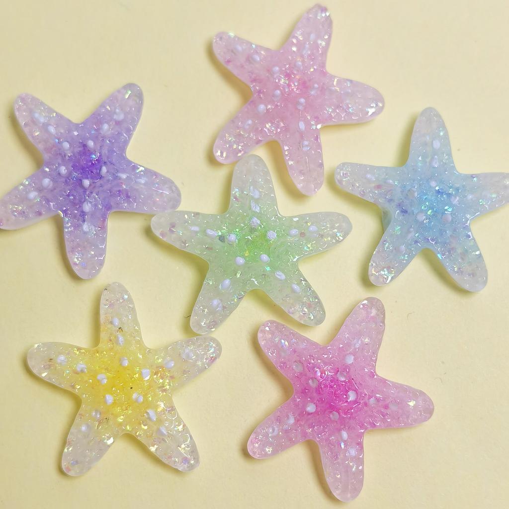 New 100Pcs Cute Colorful Starfish Shape Flatback Resin Cabochons Summer Sea Beach Animals Embellishments for Scrapbooking DIY