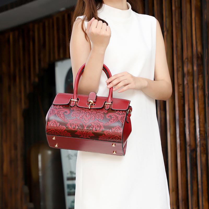 New Genuine Leather Women's Handbag Retro Diagonal Straddle Bag Daifei Bag Cowhide Women's Shoulder Bag