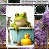 2D Flat, Retro Frog in Bathtub Aluminum Wall Sign - Vintage French Decor Suitable for Home, for Man Cave, Bars, Cafes | Indoor/Outdoor Bathroom
