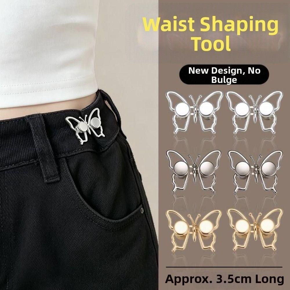 Alloy Butterfly Waist Buckle Butterfly Shape Detachable Clothing Waist Buckle Adjustable No Sew Waist Cinch Buckle Jeans Wear