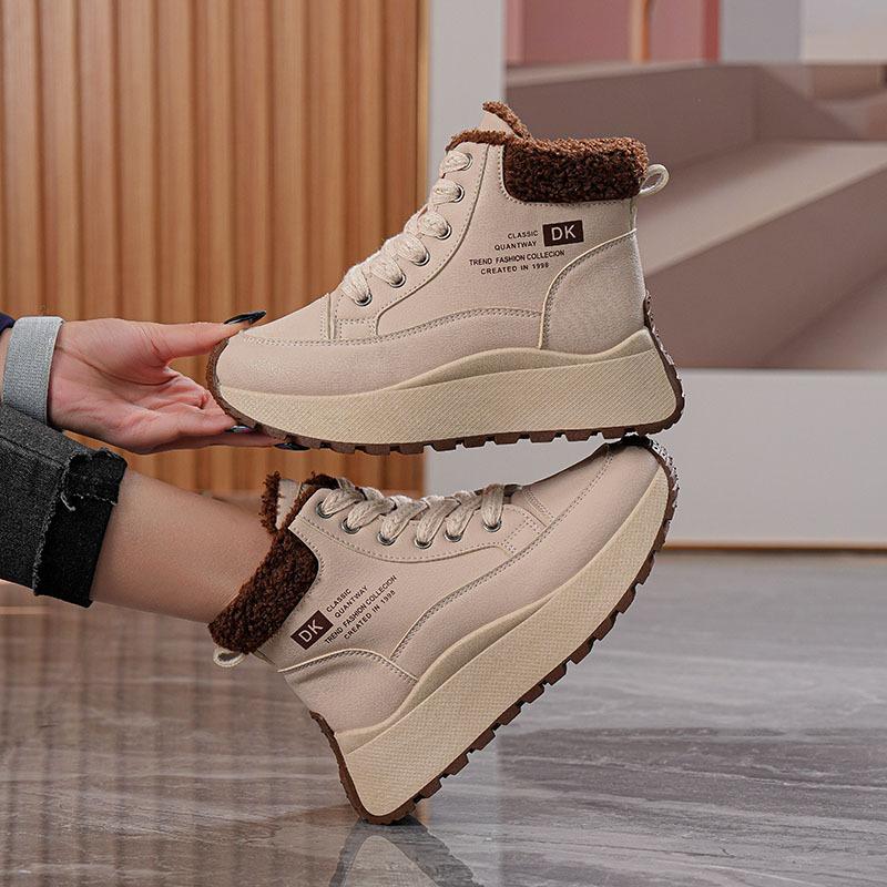 Winter new velvet high-top cotton shoes platform short boots waterproof and non-slip snow boots DKV