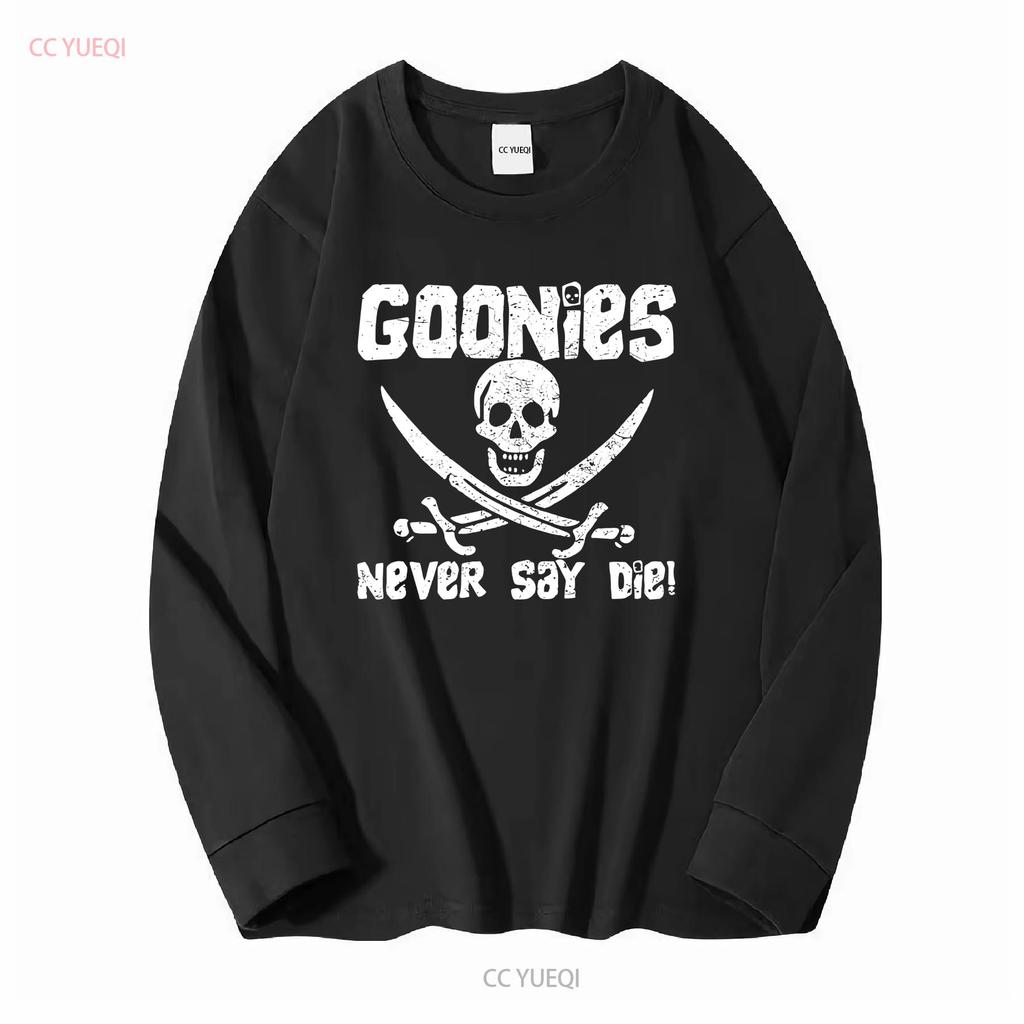 The Goonies Never Say Die Distressed Design T Shirt vintage Washed Comfortable graphic Top For Everyday Wear fashion Stretched