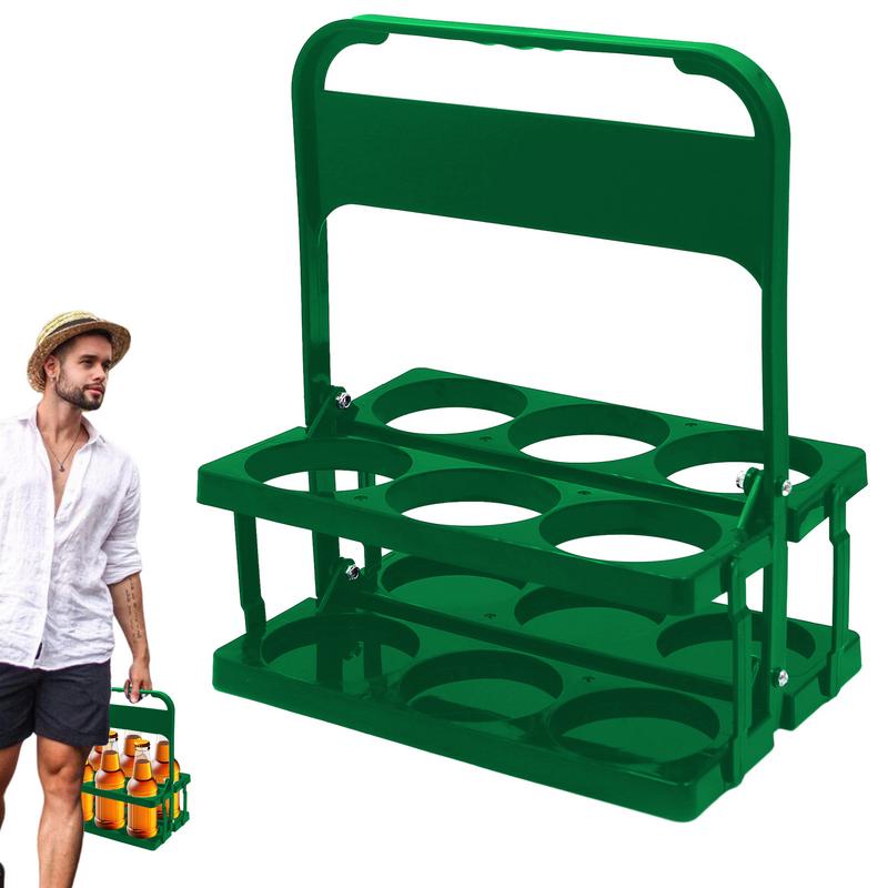 Suport pentru sticle de bere pliabil, pachet de 6 culori, cu mâner, portabil, reutilizabil, suport pentru pahare de vin, container pentru băuturi