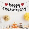 Happy Anniversary Banner, Anniversary Party Decorations, We Still Do, Happy Wedding Day Party Decoration Supplies Black Red Glitter