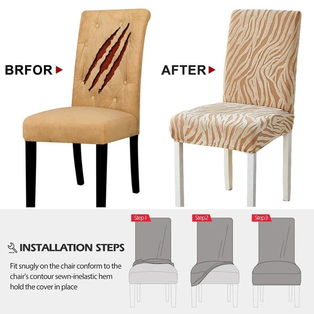Thickened Wave Jacquard Chair Covers Washable Removable Dining Chair Covers Anti-Pilling Solid Color Chair Seat Covers Kitchen