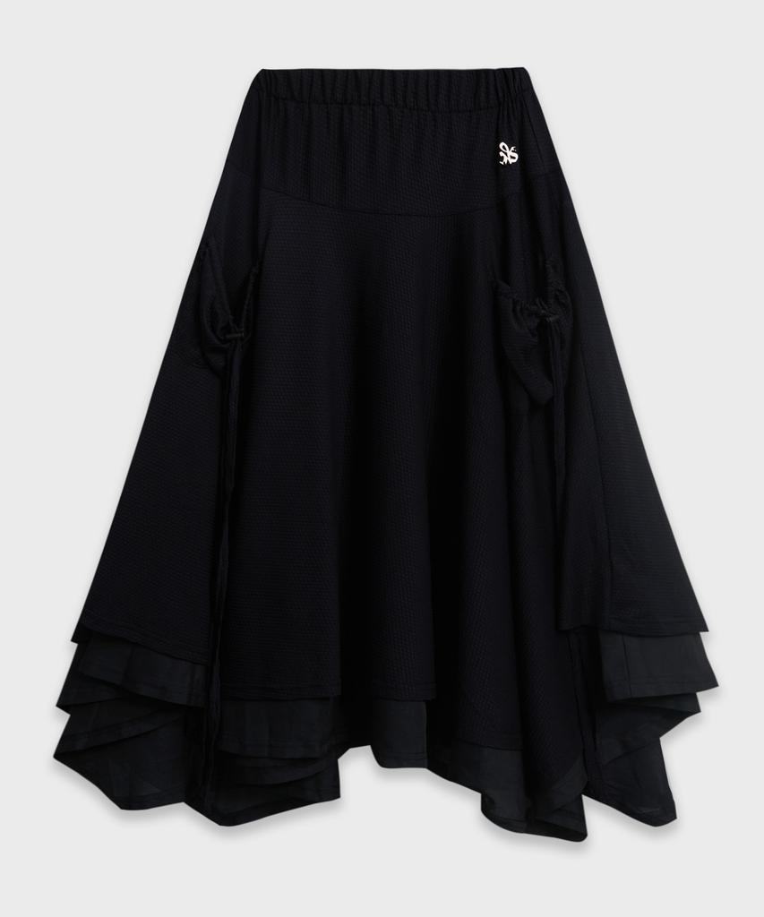 Chix Dropout Pocket Layered Skirt Black