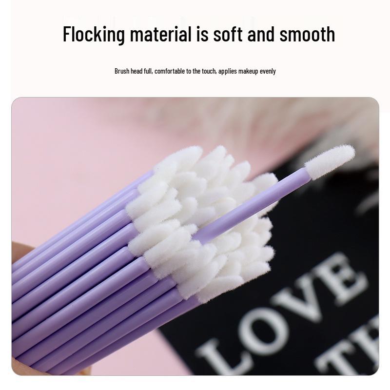 50-Pack Grafting Eyelash and Lip Brush Set - Solid Rod & Slanted Mousse Brushes