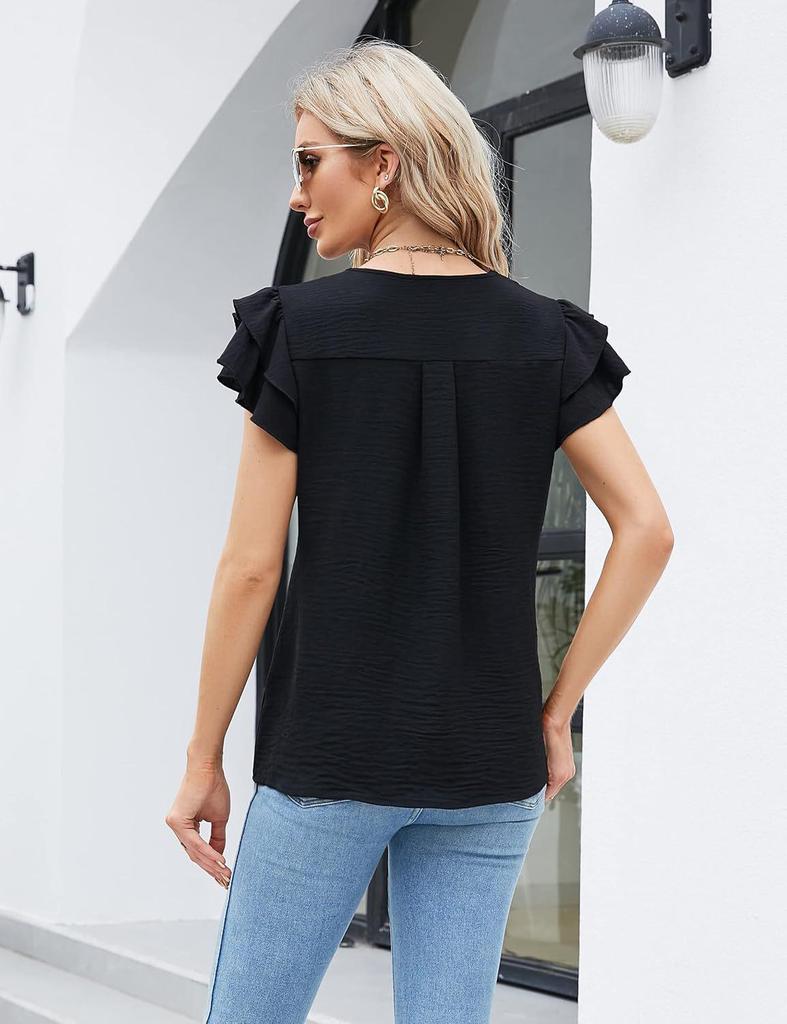 2025 Women's V-neck Polyester Short-sleeve T-shirt - 14 Colors, Casual Versatile Base Layer for Winter.