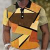 Wood Grain Geometric Short Sleeve Polo Shirt Men's Clothing