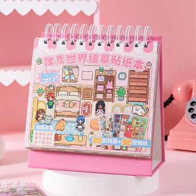 JIAMEI 20in1 Pixel World Series Kawaii Cartoon 3D Miniature Scene Stickers Book DIY Hand Stacking Paste Fun Scrapbook Stickers