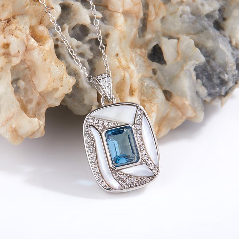 S925 Sterling Silver With Natural Topaz Pendant Necklace Women'S Earrings Premium Jewelry