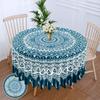 63 Inch Mandala Circular Tablecloth Waterproof Plain Terrace Dining Table Cover With Retro Pattern Tapestry Curtain Head Cover