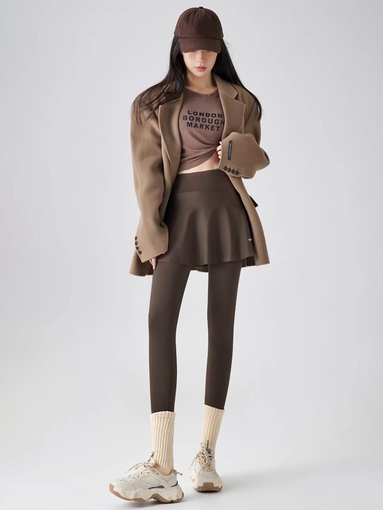 Fleece Leggings Herbst Winter A-Rock Warm Gefälschte Zweiteilige Shark Hosen Frauen Hohe Taille Sport Yoga Nahtlose Leggings