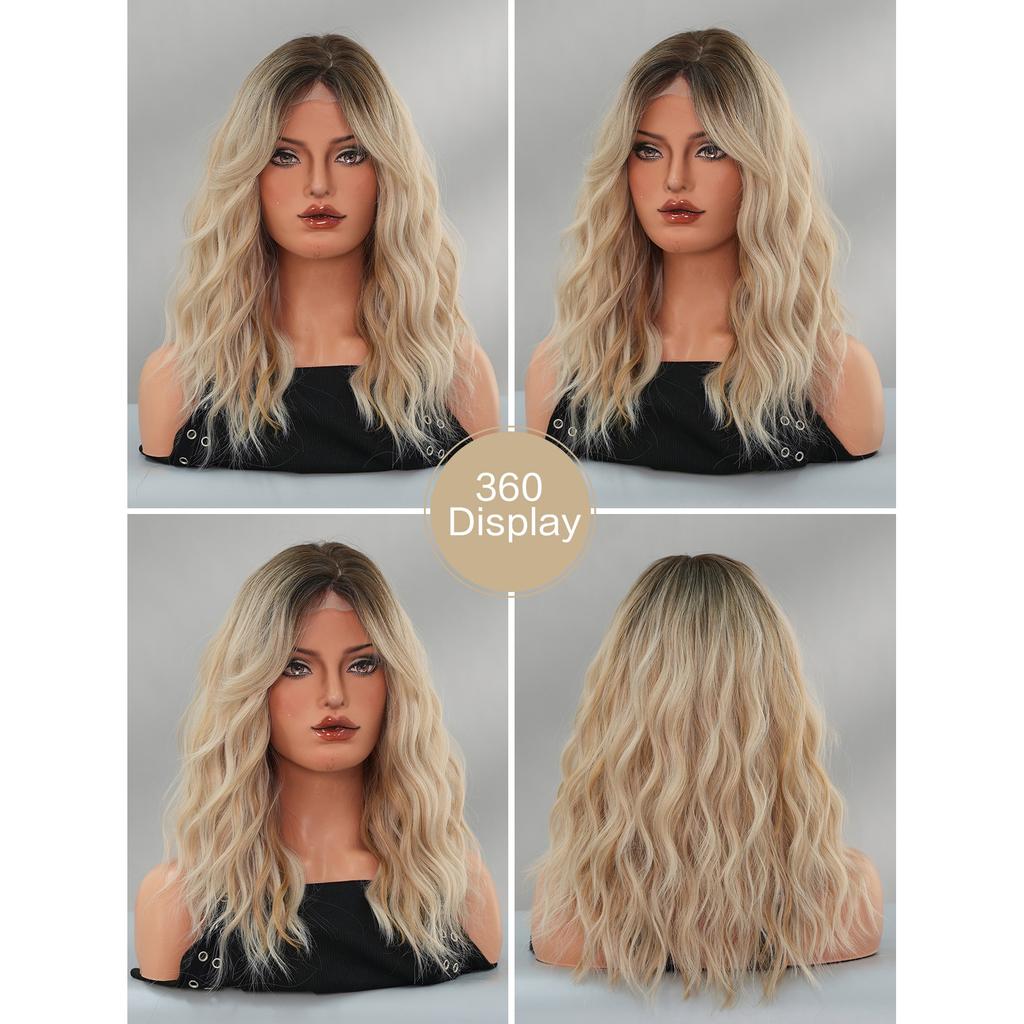 Gradient Blonde Small Lace Wig for Women - Short Curly Hair Natural Forehead Part, Voluminous Daily Quick Beauty, Fashion Full Cap