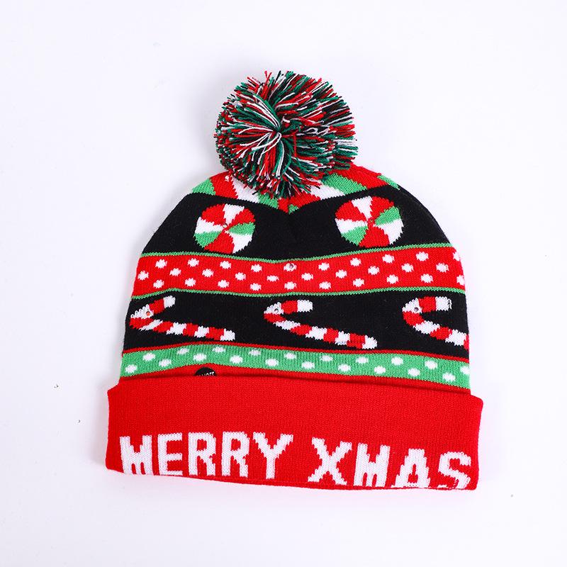 LED Light-Up Knit Christmas Hat - Colorful Winter Wool Hat for Adults & Children