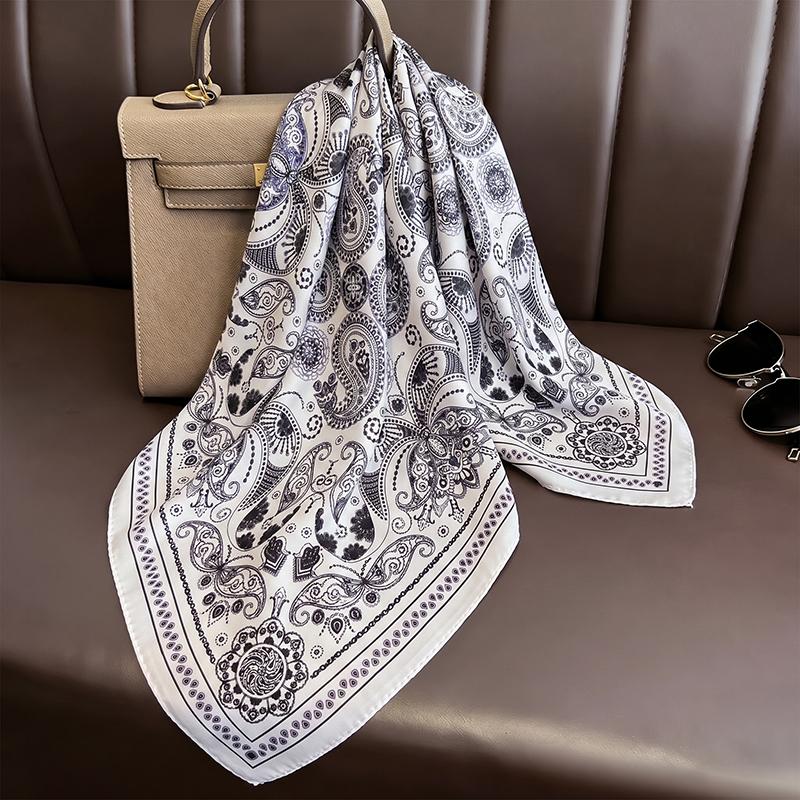 Female Scarf Head Wrap Turban Hijab Square Luxury Fashion Headscarf Shawl Bandana Neckerchief Headband Windproof Print Wraps