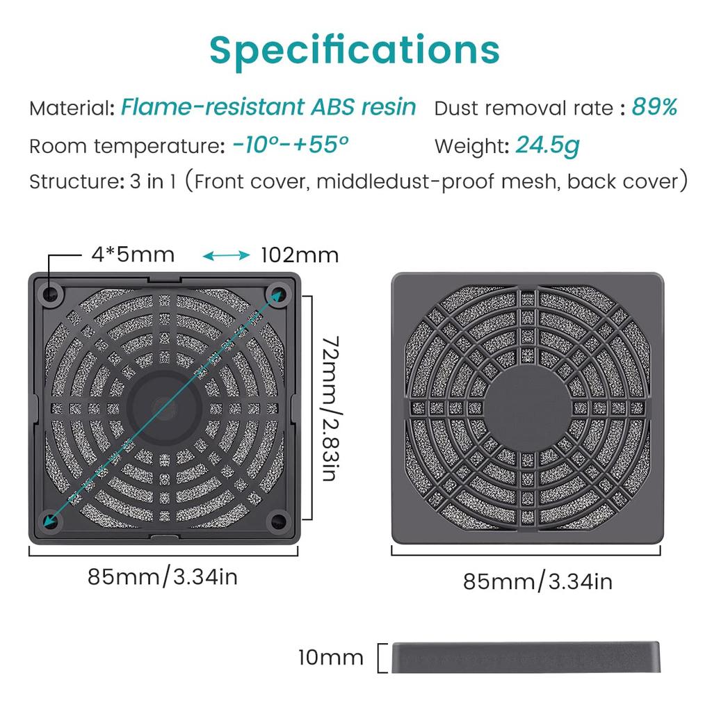 Wathai 80MM PC Fan Dust Filter Cover Computer Mess 4 Pack