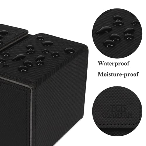 AEGIS GUARDIAN Card Deck Box with Dice Tray for MTG Cards, Commander Deck Box, Fits Over 150 Sleeved Cards, PU Leather Card Storage Box with Strong Ma