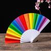 Club Gay Pride EDM Vintage Chinese Fan Hand Fan Rainbow Folding Fan LGBT